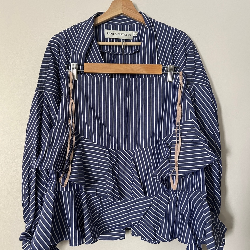 Fame and Partners Navy Striped Ruffle Set